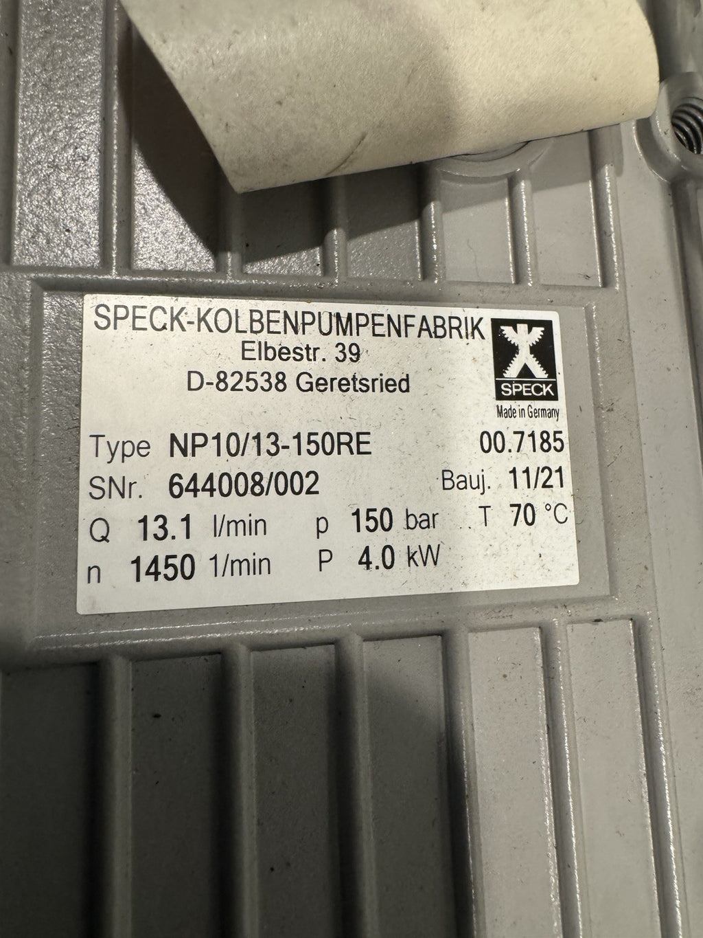TN112B/34 34 ZZC3 Motor 5.5HP 208/360V Speck NP10/13-150RE A49356472 NEW!