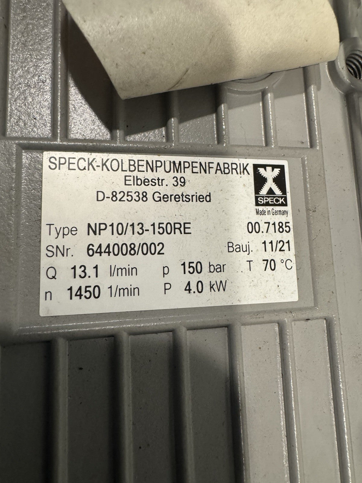 TN112B/34 34 ZZC3 Motor 5.5HP 208/360V Speck NP10/13-150RE A49356472 NEW!