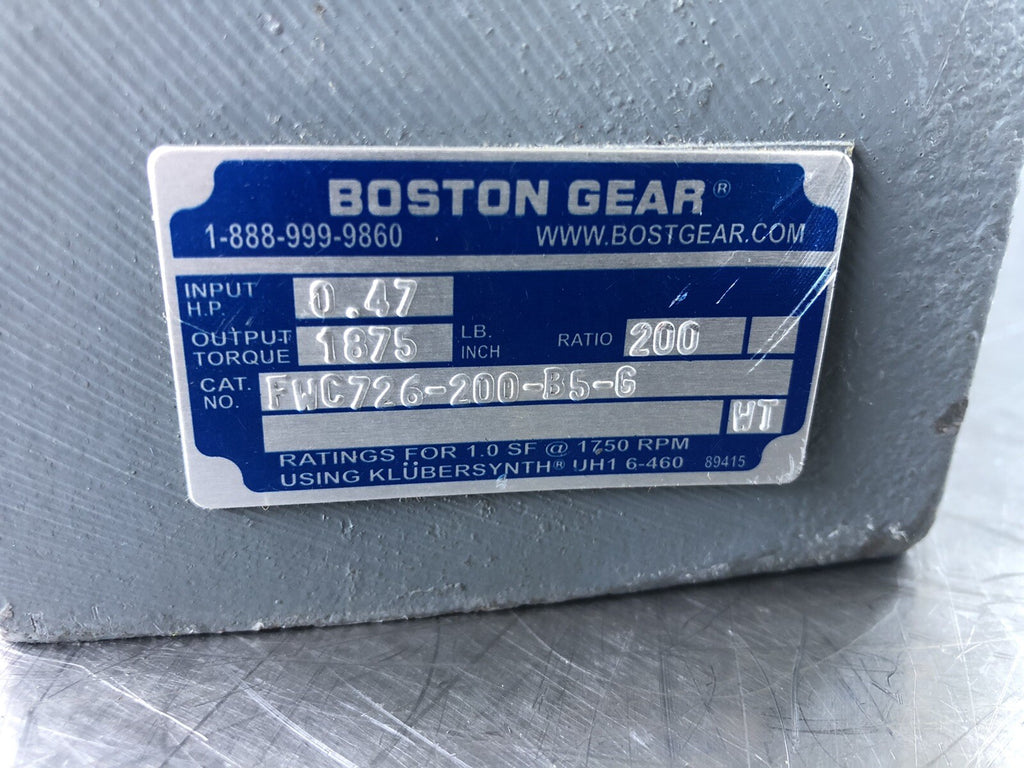 Boston Gear FWC726-200-B5-G Worm Gear Speed Reducer 200:1 Ration C-Faced NEW!!!