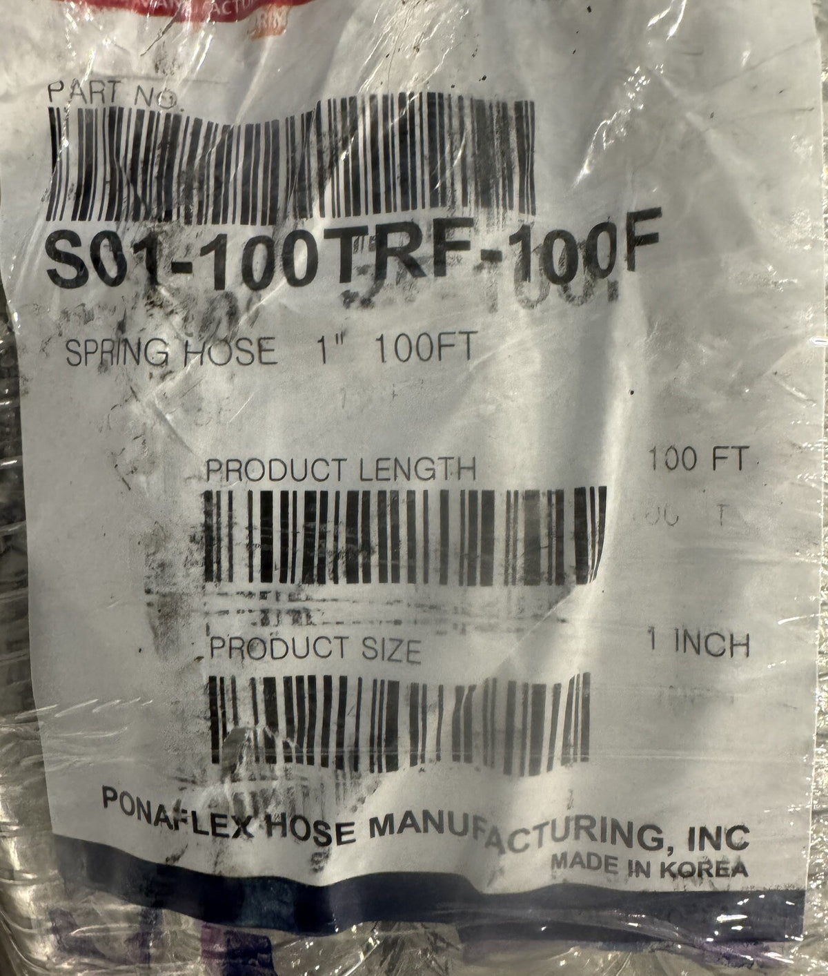 Ponaflex S01-100TRF-100F Spring Hose 1” x 100’ Food Grade NEW! FREE SHIPPING!