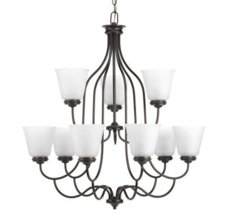 Progress Lighting P4751-20 Keats 9 Light 2 Tier Chandelier with Bell Shades