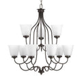 Progress Lighting P4751-20 Keats 9 Light 2 Tier Chandelier with Bell Shades