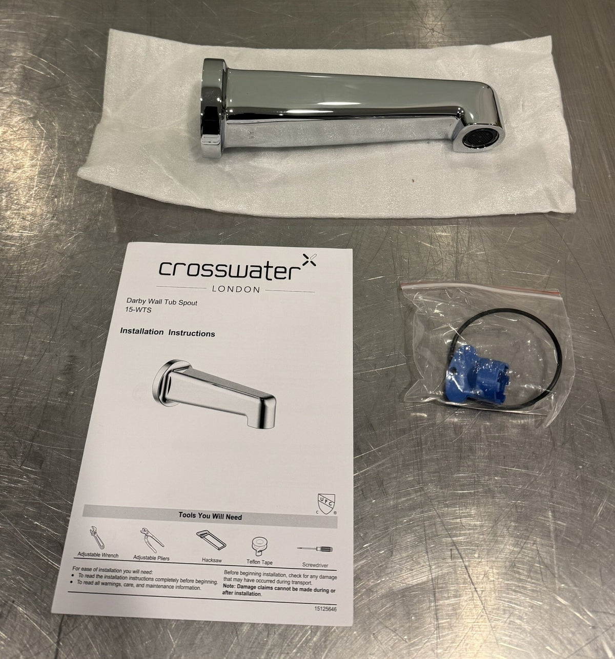 Crosswater 15-WTS-PC Darby Tub Wall Spout Polished Chrome NEW IN BOX! SHIPS FREE