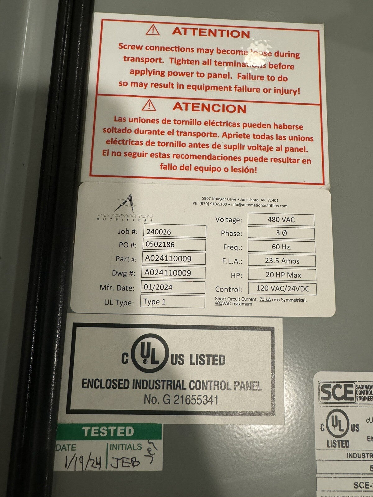Camfil A024110009 Dust Collector Integrated Control Center 0502186 NEW!