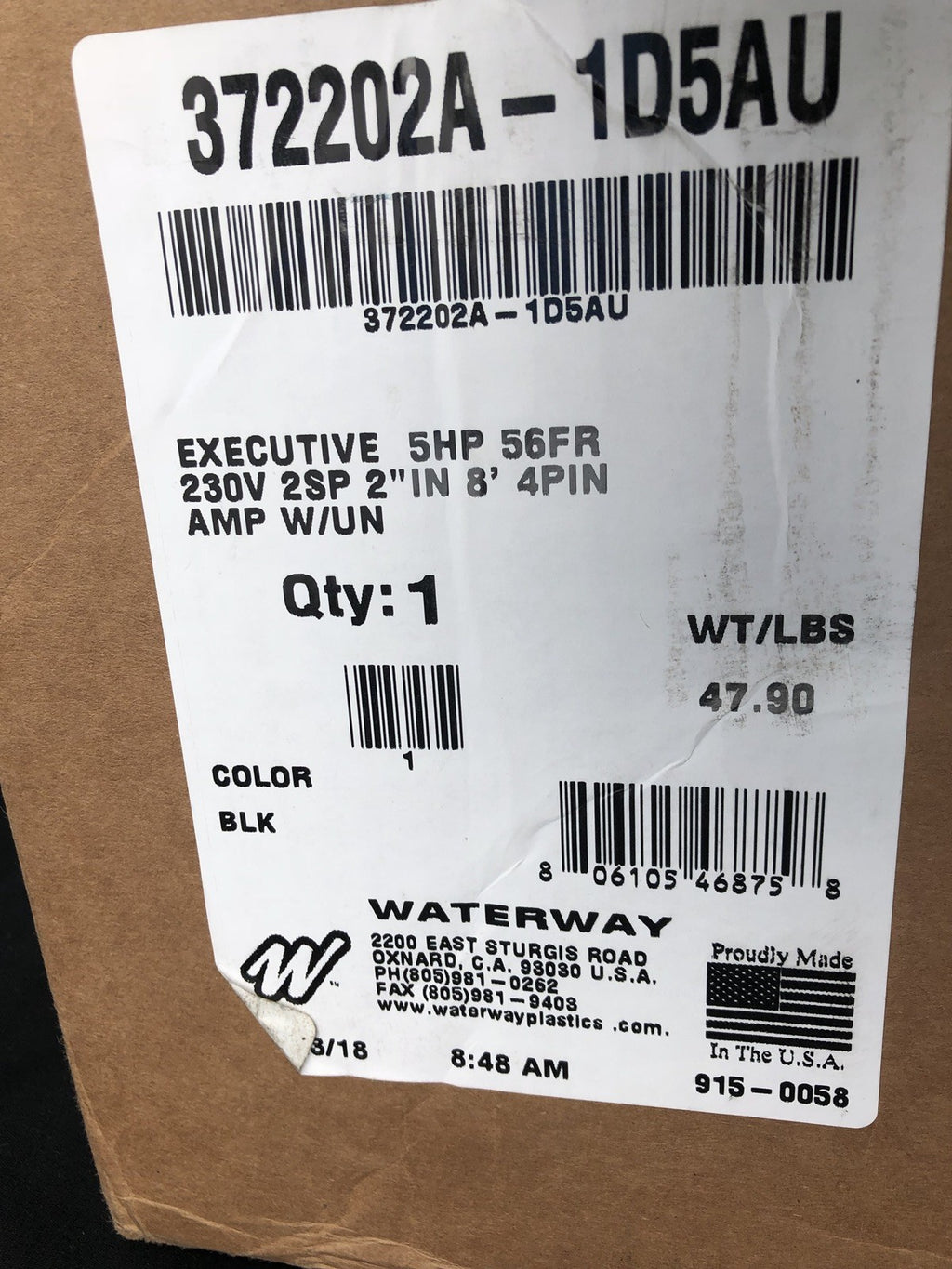 Waterway 372202A-1D5AU Executive Spa Pump 5HP 230V 56FR 4 Pin NEW FREE SHIPPING!