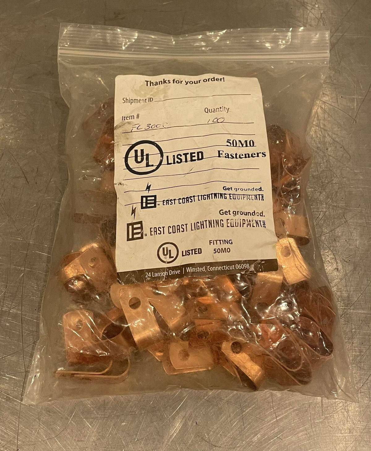 FL300C Copper 50M0 Fasteners East Coast Lightning 100 PACK NEW! FREE SHIPPING!