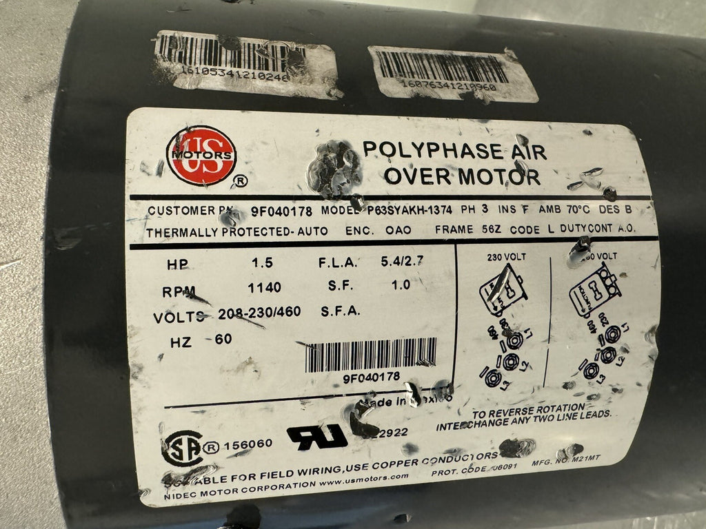 US Motor P63SYAKH-1374 1.5HP 1140 RPM 208-230/460V 9F040178 NEW! FREE SHIPPING!