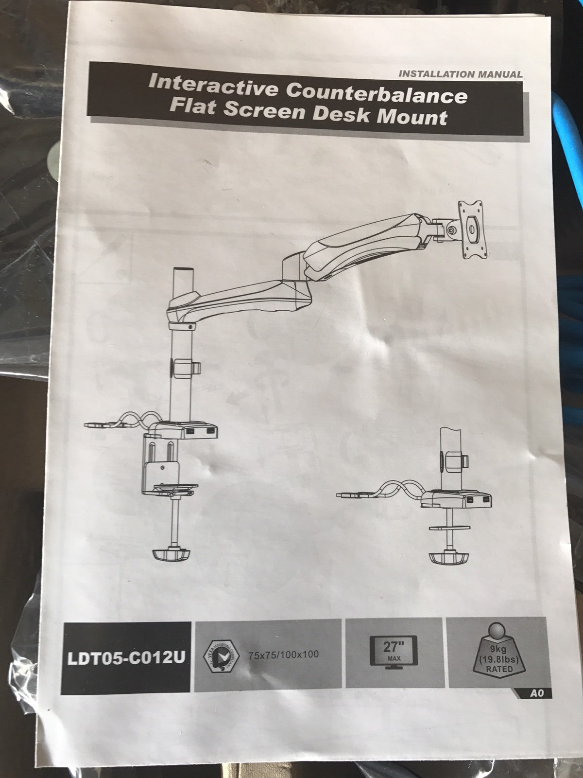Brateck LDT05-C012U Ergotech Monitor Desk Mount With USB Port BRAND NEW