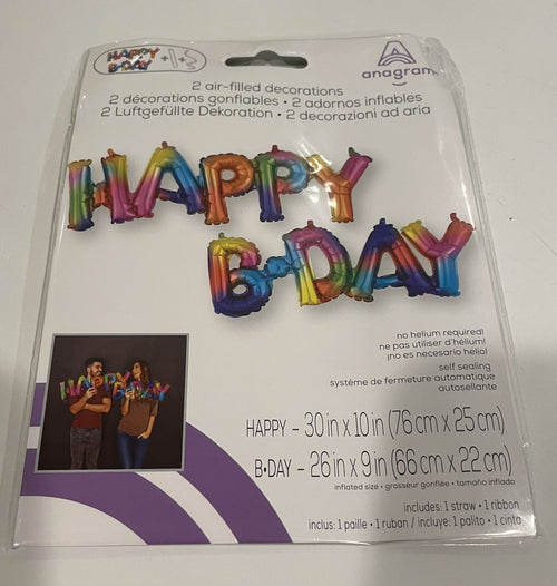 (1) Happy Birthday Rainbow Balloon Anagram 39182 NEW! FREE SHIPPING!