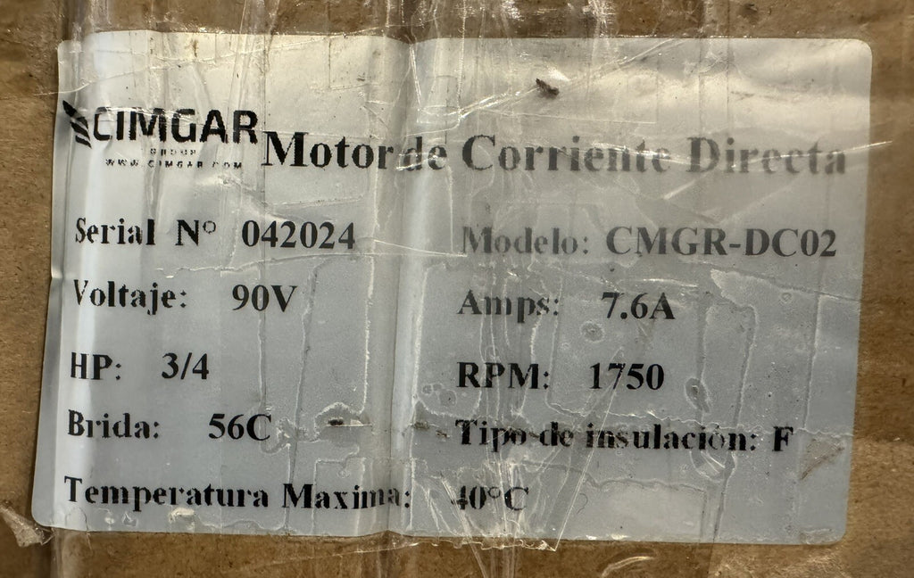 Cimgar CMGR-DC02 Direct Current Motor 3/4HP 90V 1750 RPM NEW! FREE SHIPPING!