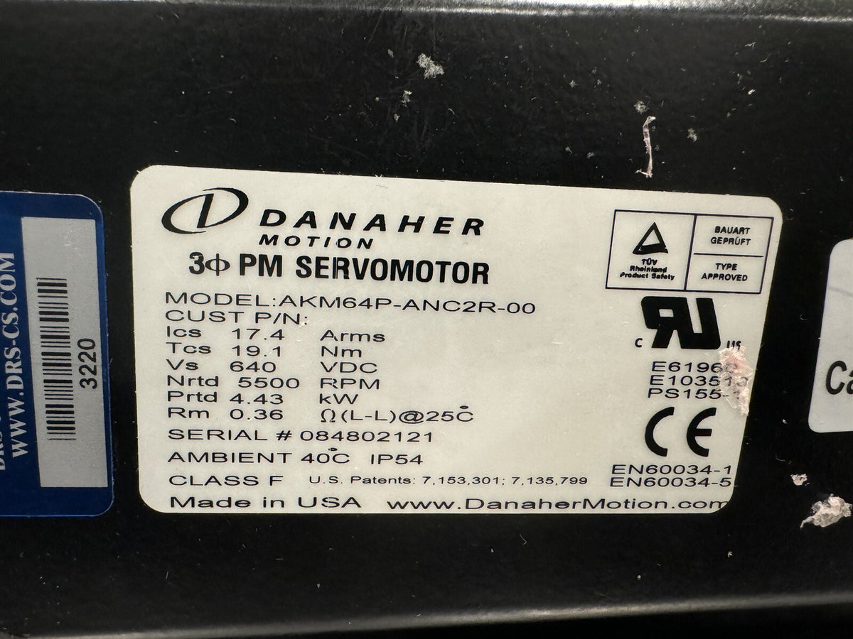 Danaher AKM64P-ANC2R-00 Servo Motor 640 VDC 5500 RPM NEW! FREE SHIPPING!