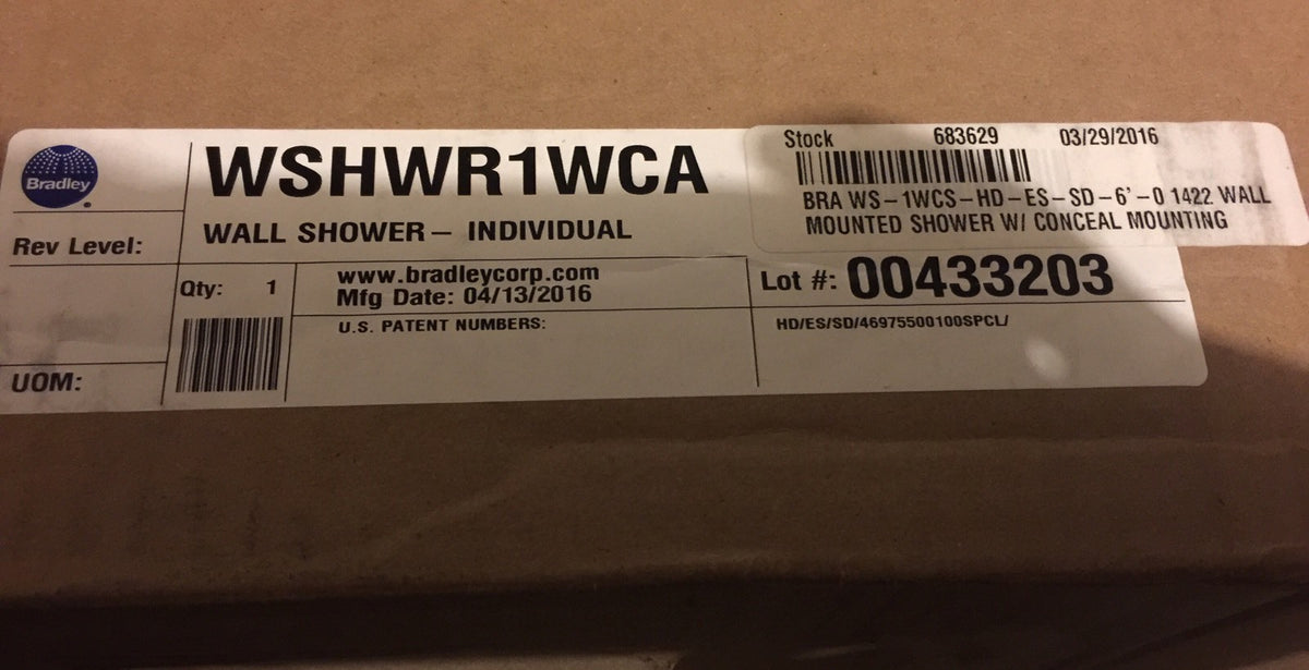Bradley Individual Wall Mount Shower Stainless Steel WSHWR1WCA NEW
