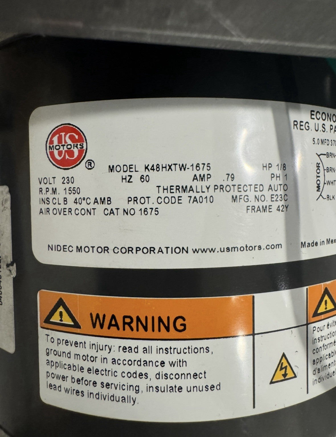 US Motors K48HXTW-1675 Kit W/ Fuses & Fuse Holders NEW! FREE SHIPPING!