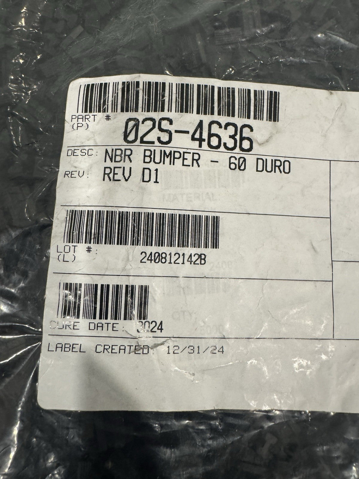 02S-4636 NBR Bumper 60 Duro PACK OF 5000 NEW! FREE SHIPPING!