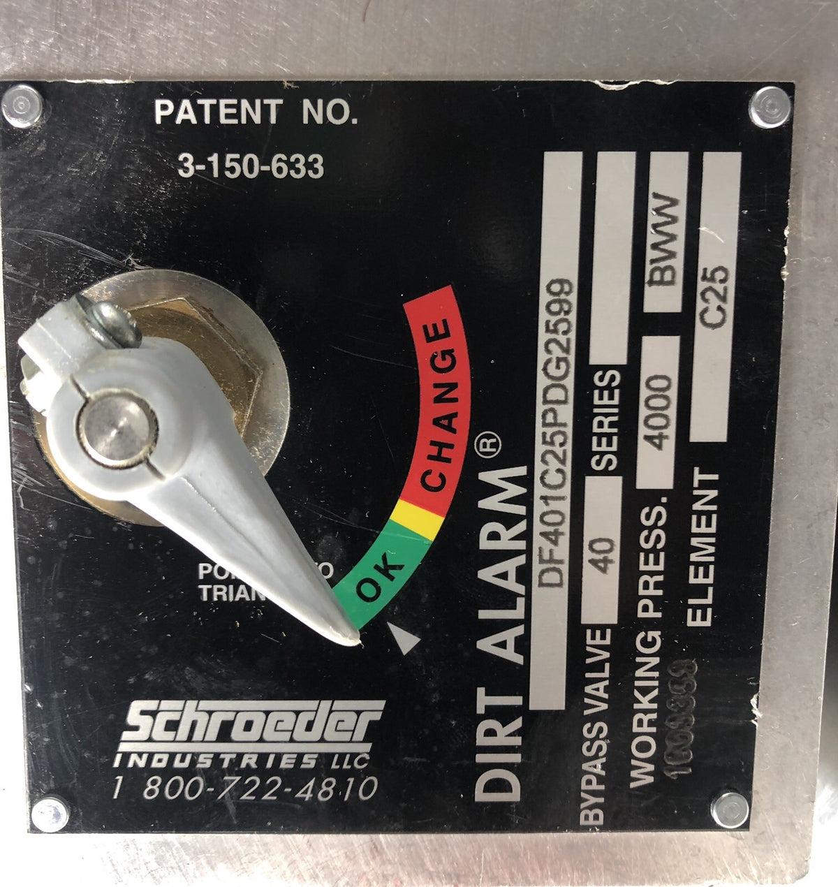 Schroeder DF401C25PDG2599 Dirt Alarm Filter Idicator Assembly NEW IN BOX!!!