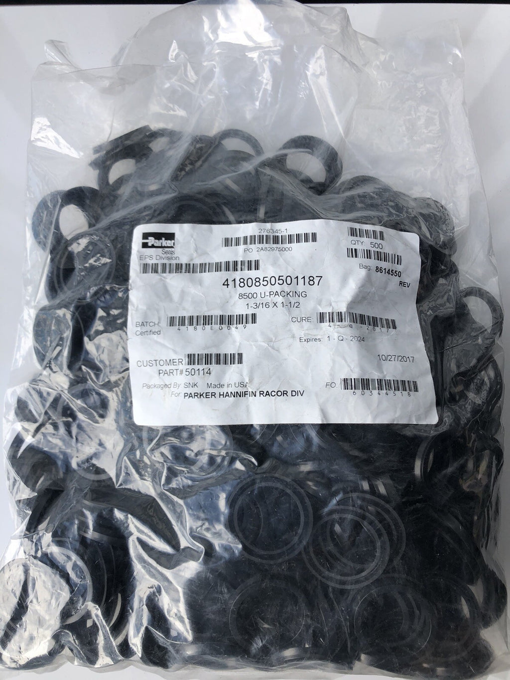 Parker 1-3/16 X 1-1/2 Seal 276345-1 Packs Of 500 & 1000 NEW IN BAG!!!!