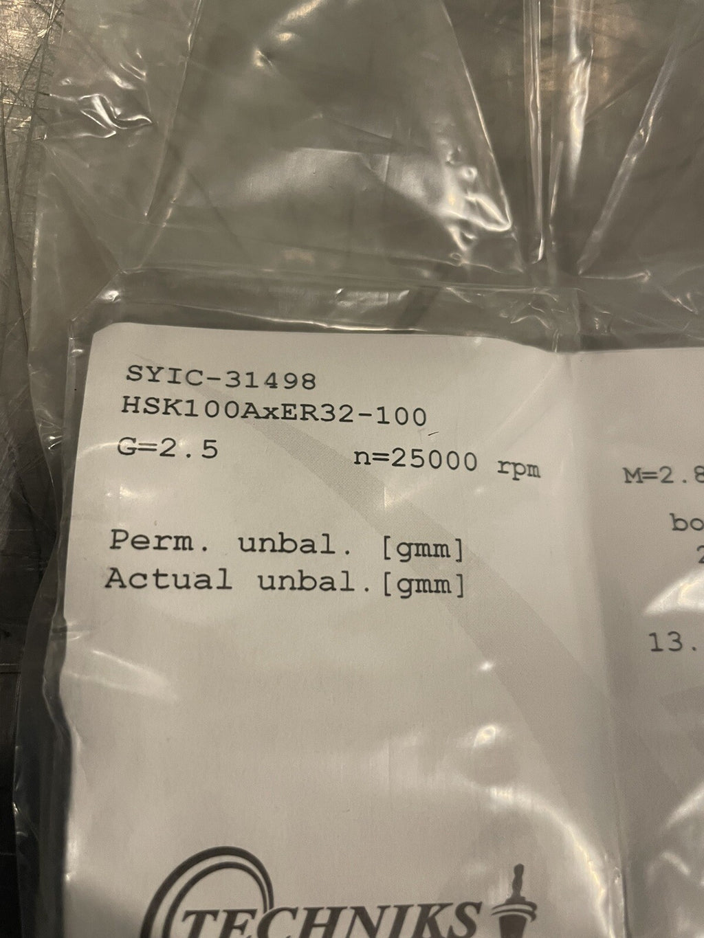 Techniks HSK100A ER32-100mm Collet Chuck SYIC-31498 NEW! FREE SHIPPING!