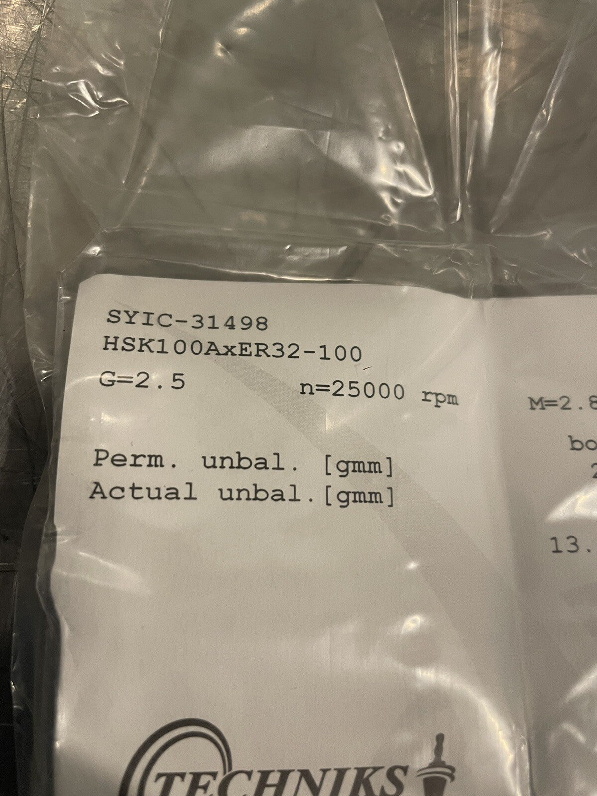 Techniks HSK100A ER32-100mm Collet Chuck SYIC-31498 NEW! FREE SHIPPING!