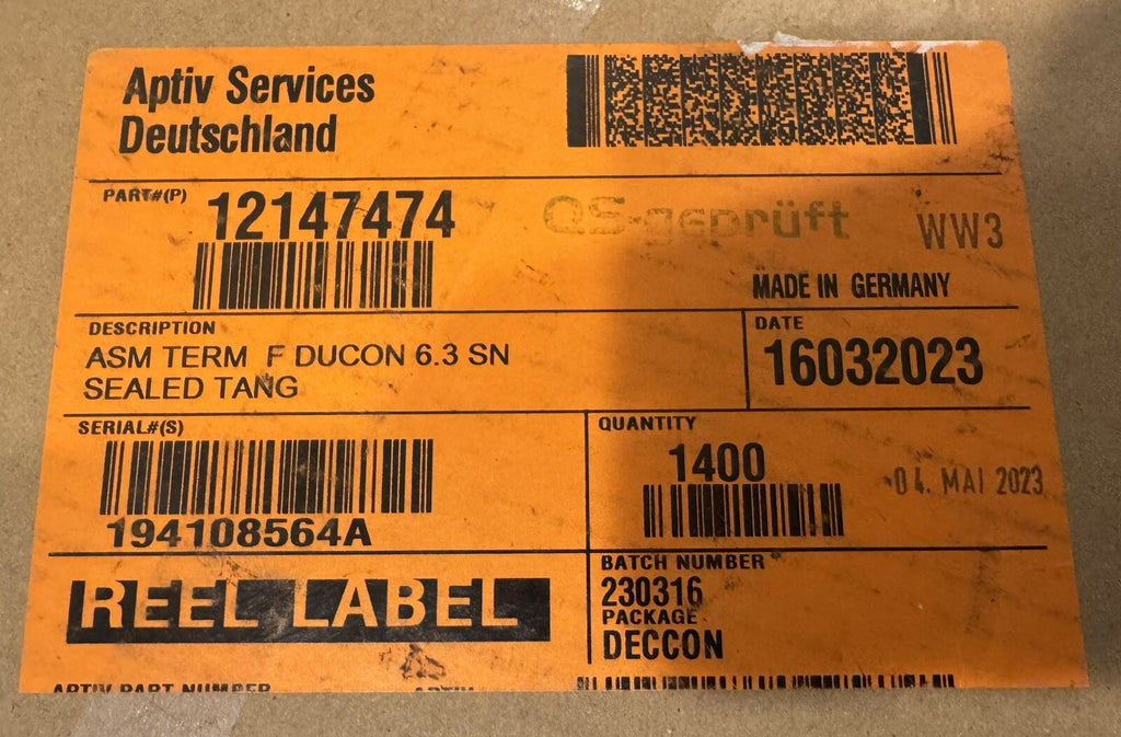 Aptiv 12147474 Auto Connectors 1400 Pack ASM TERM F DUCON 6.3 SN NEW! SHIPS FREE