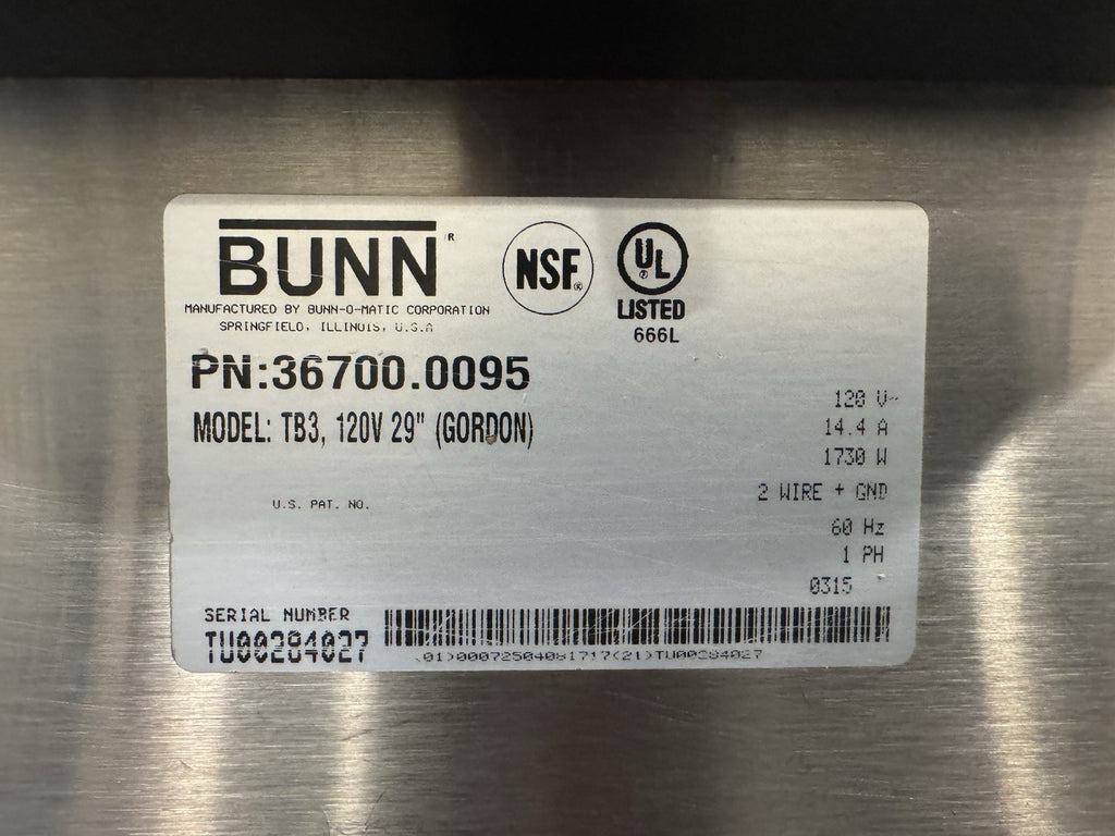 Bunn 36700.0095 TB3 Tea Brewer 120V 29” REFURBISHED! FREE SHIPPING! 