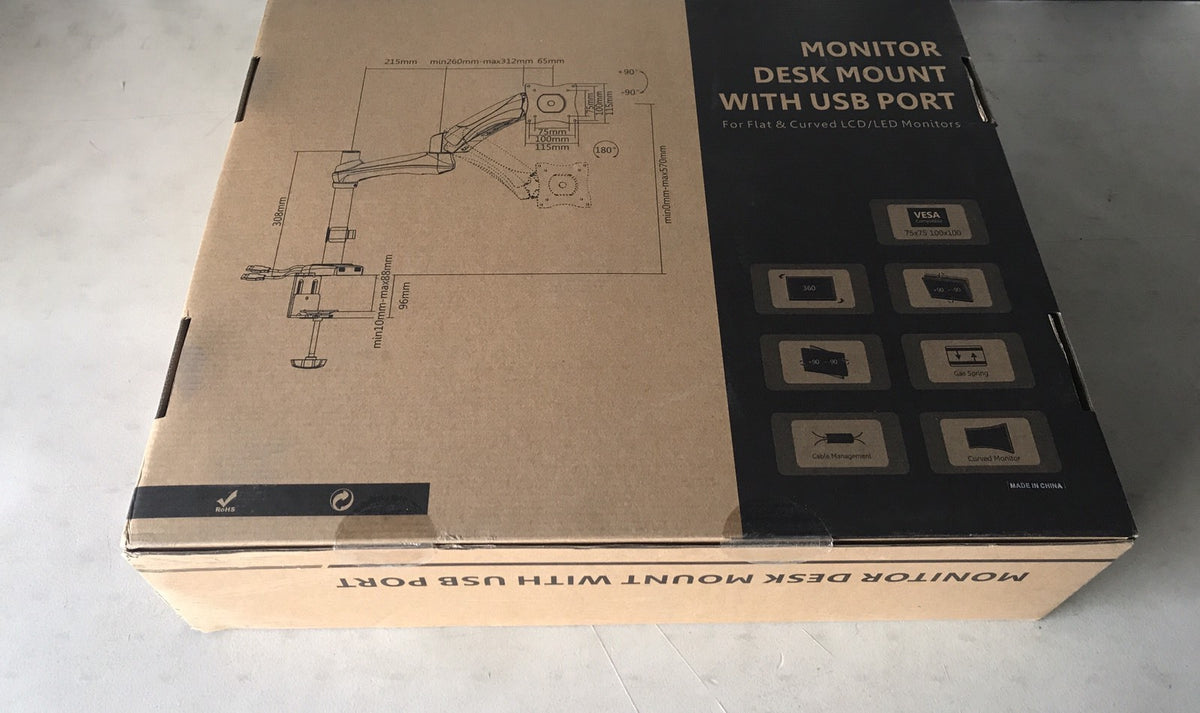 Brateck LDT05-C012U Ergotech Monitor Desk Mount With USB Port BRAND NEW