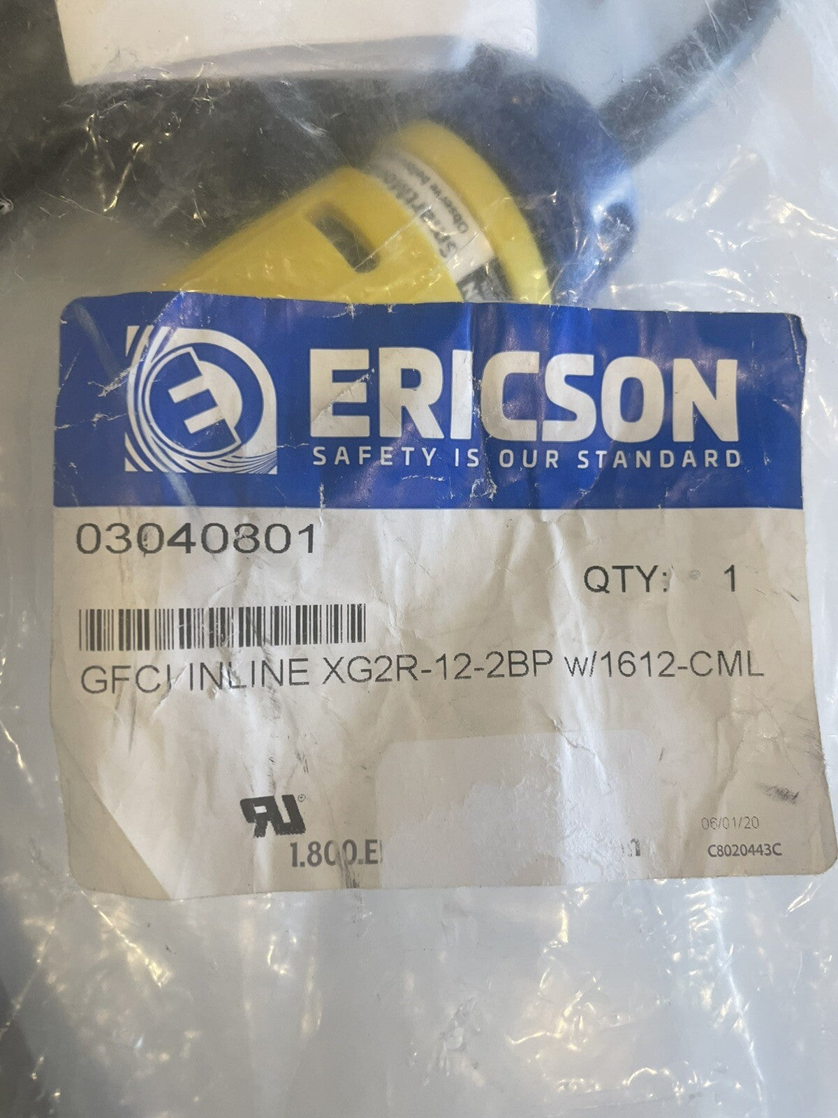 Ericson XG2R-12-2BP W/ 1612-CML Inline GFCI Ground Fault Circuit Interrupreter