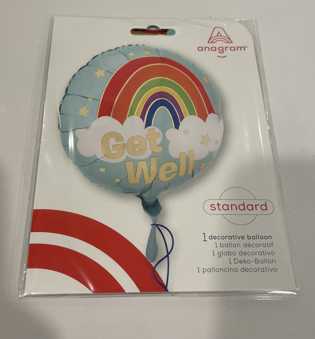 (1) Get Well Golden Rainbow 18” Foil Balloon Anagram 41692 NEW! FREE SHIPPING!