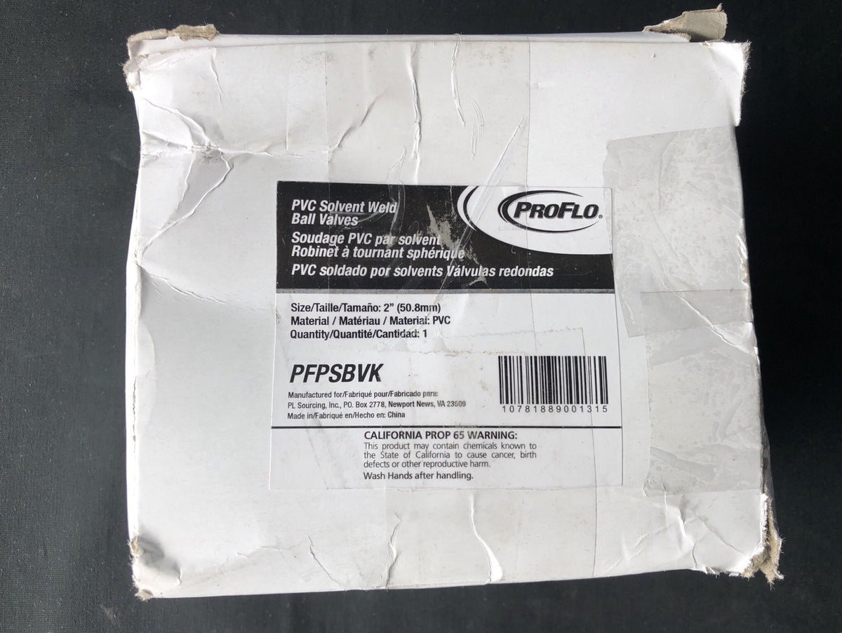 Pro Flo PFPSBVK PVC Ball Valve 2” NEW