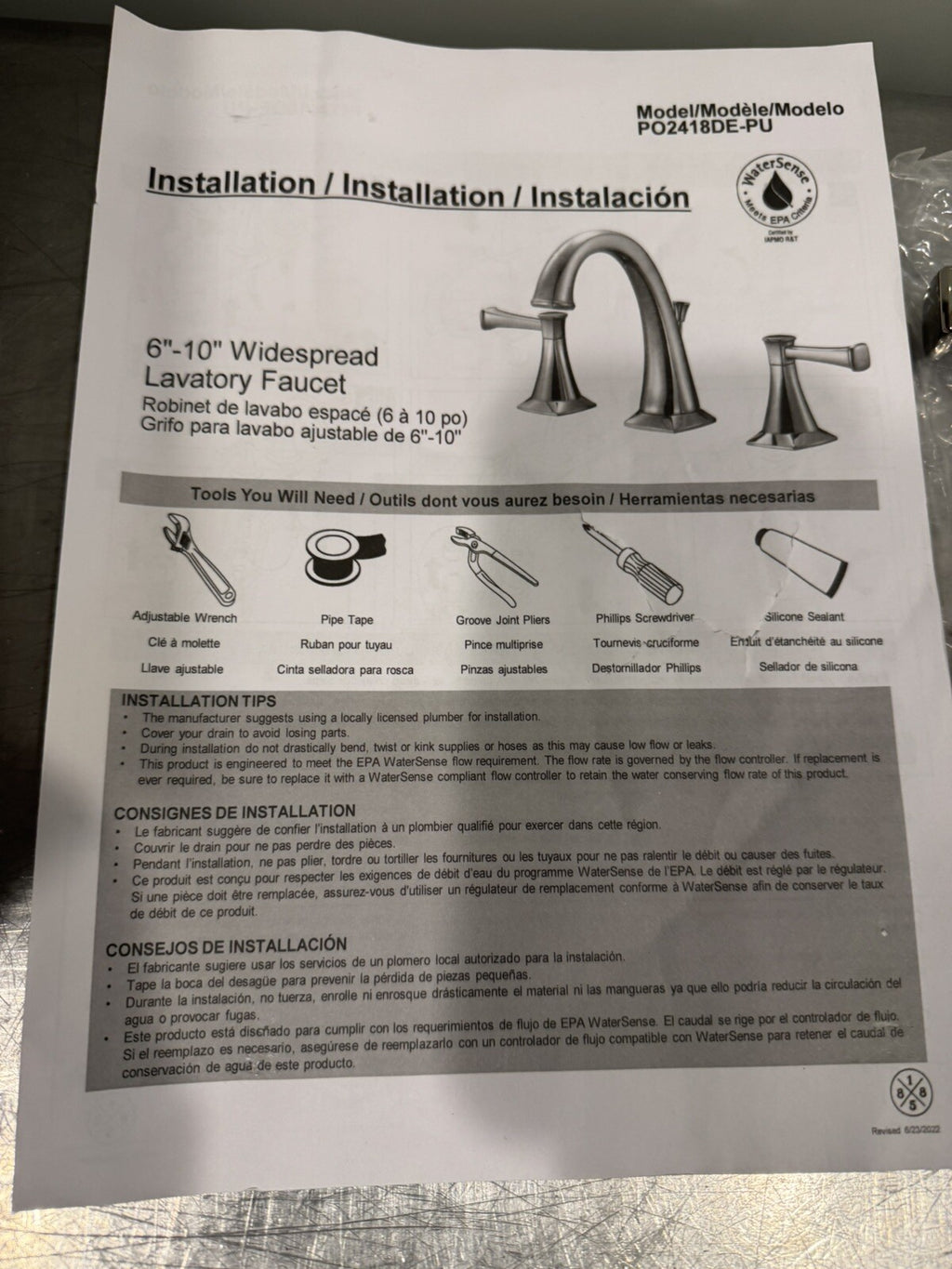 Luxart PO2418DE-PUPN Bathroom Faucet Polished Nickel Widespread Deck Mount NEW!