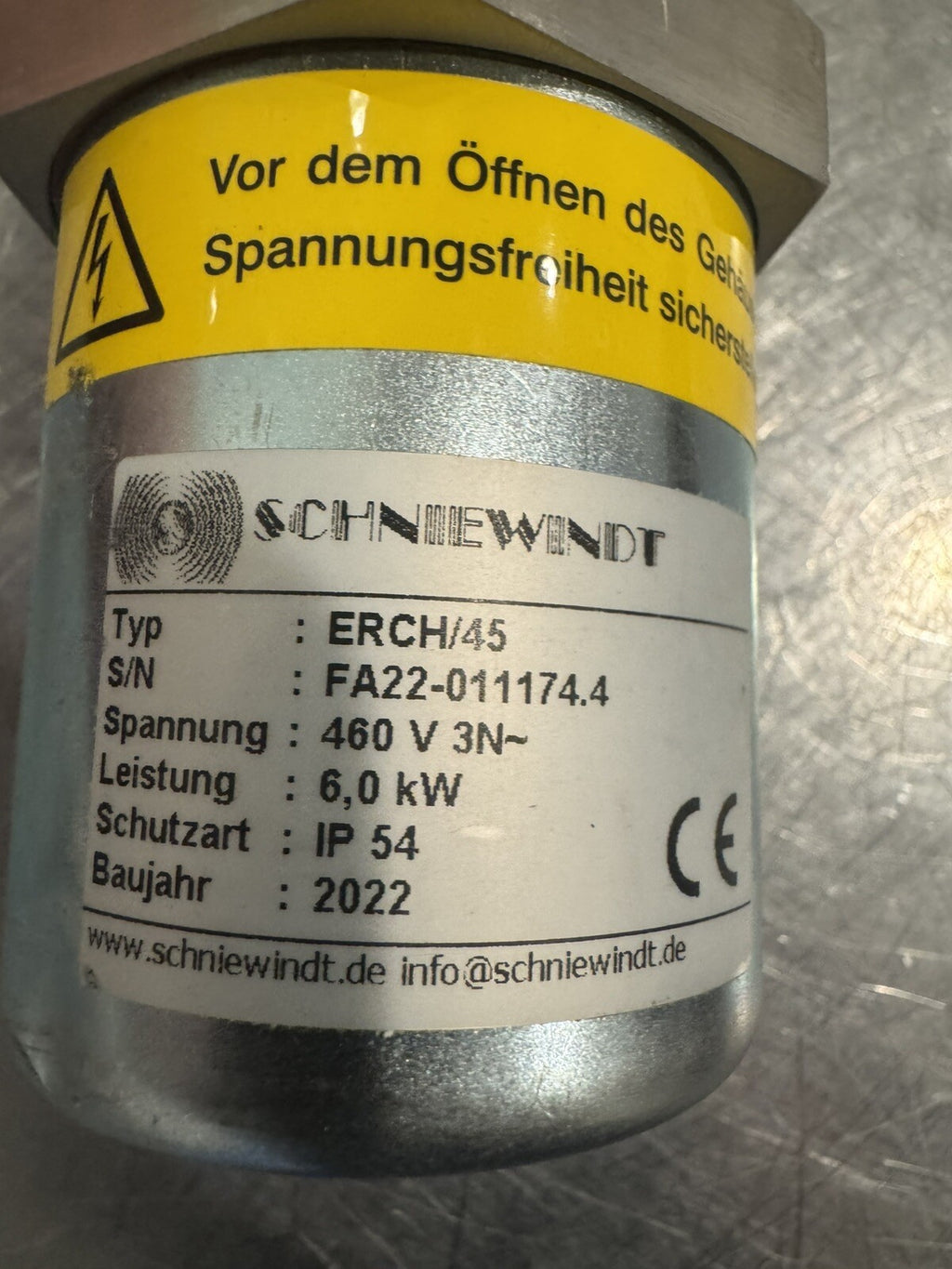 Schniewindt ERCH/45 Screw In Radiator Heater 460V IP 54 NEW! FREE SHIPPING!