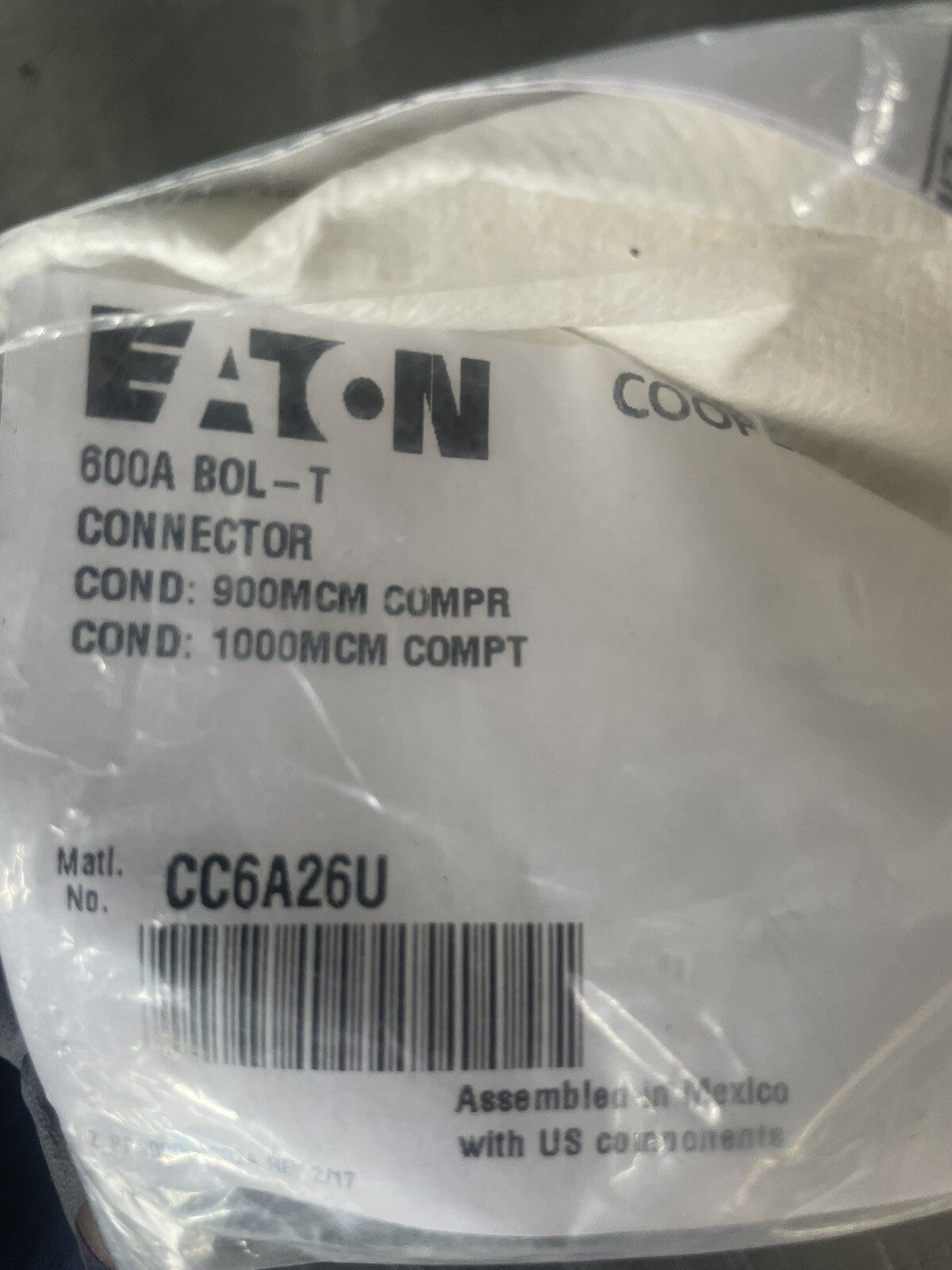 Eaton CC6A26U Cooper BOL-T Compression Connector Aluminum 600A NEW FREE SHIPPING