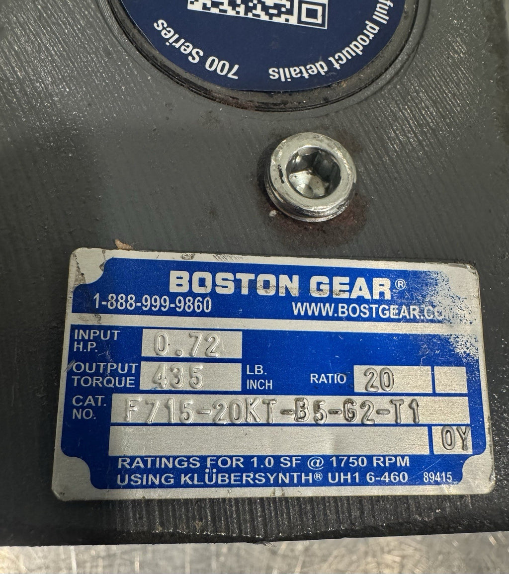 Boston Gear F715-20KT-B5-G2-T1 Gearbox 20:1 Ratio NEW! FREE SHIPPING!