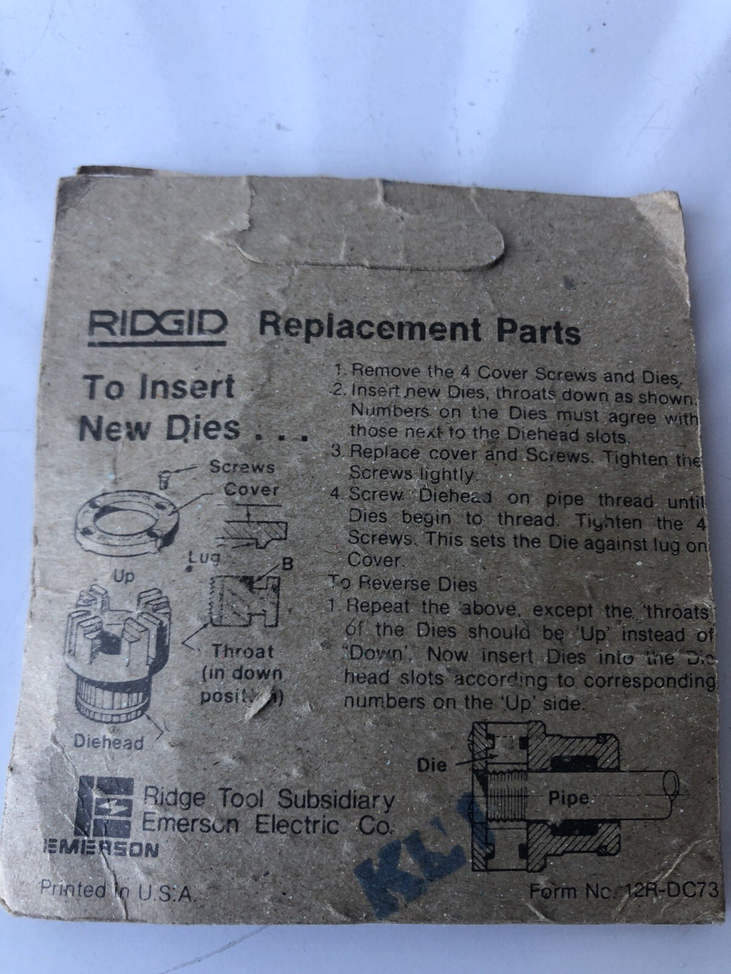 Ridgid 37945 Pipe Dies 1/8” 12-R NEW!!! FREE SHIPPING!!!