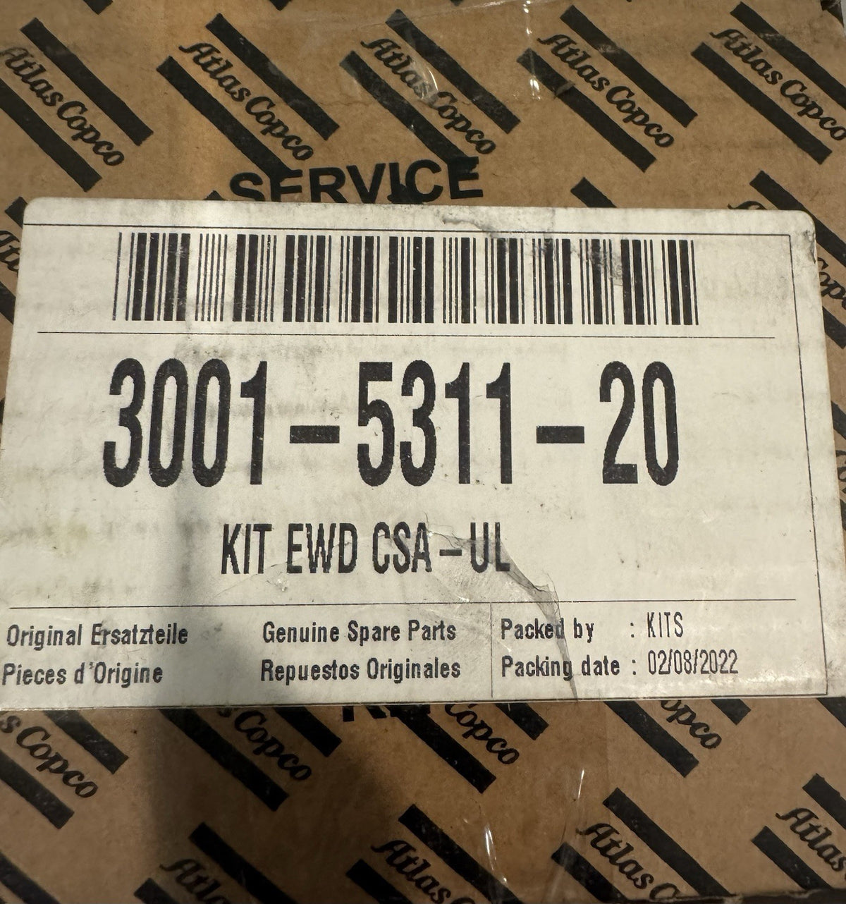 Atlas Copco 3001-5311-20 Kit EWD CSA-UI Compressor Kit NEW IN BOX! FREE SHIPPING
