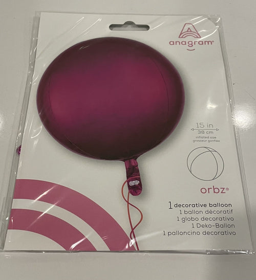 (1) 15” Pink Orbz Round Foil Balloon Anagram 28206 NEW! FREE SHIPPING