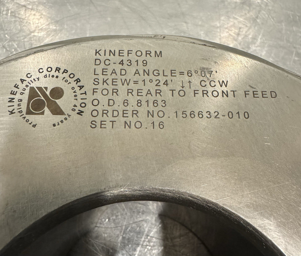 Kinefac Kineform DC-4319 Rolling Die For Rear To Front Feed D4851 NEW SHIPS FREE
