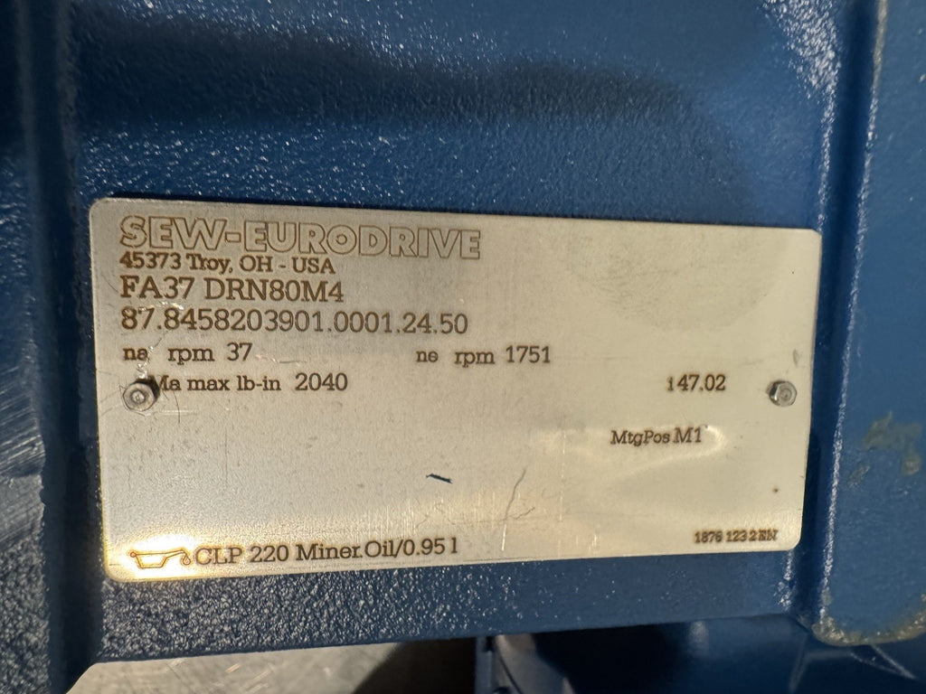 Sew Eurodrive FA37 DRN80M4 Gear Motor 1HP NEW! FREE SHIPPING!