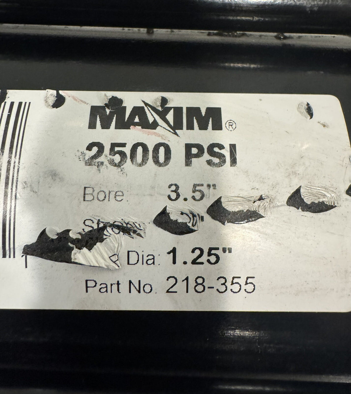 Maxim 218-355 Hydraulic Cylinder 3.5” Bore 18” Stroke 1.125” Rod NEW! SHIPS FREE