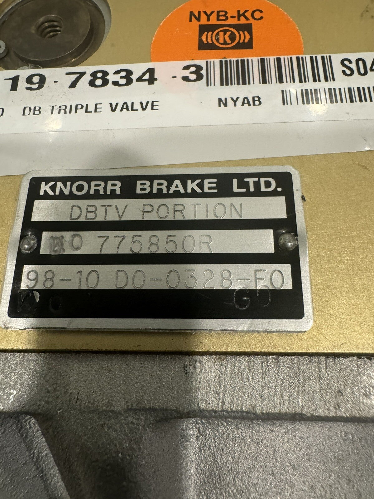New York Air Brake 77850R Valve DBTV Portion 619-7834-3 NEW! FREE SHIPPING!