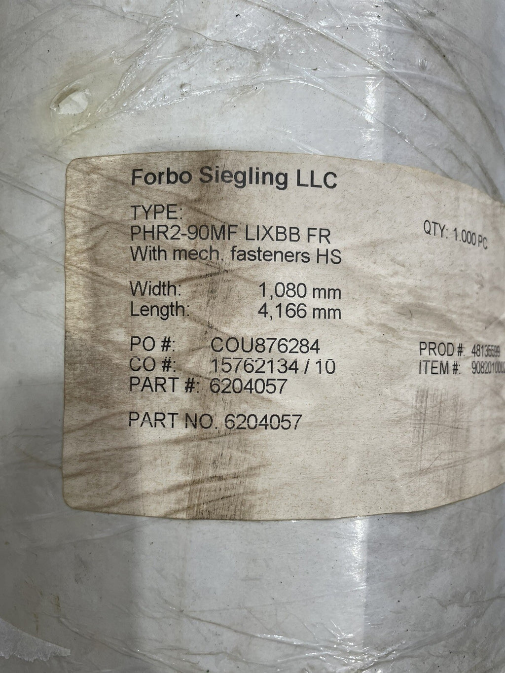Forbo Siegling PHR2-90MF LIXBB FR Conveyor Belt 42.5” X 164” 6204057 NEW!