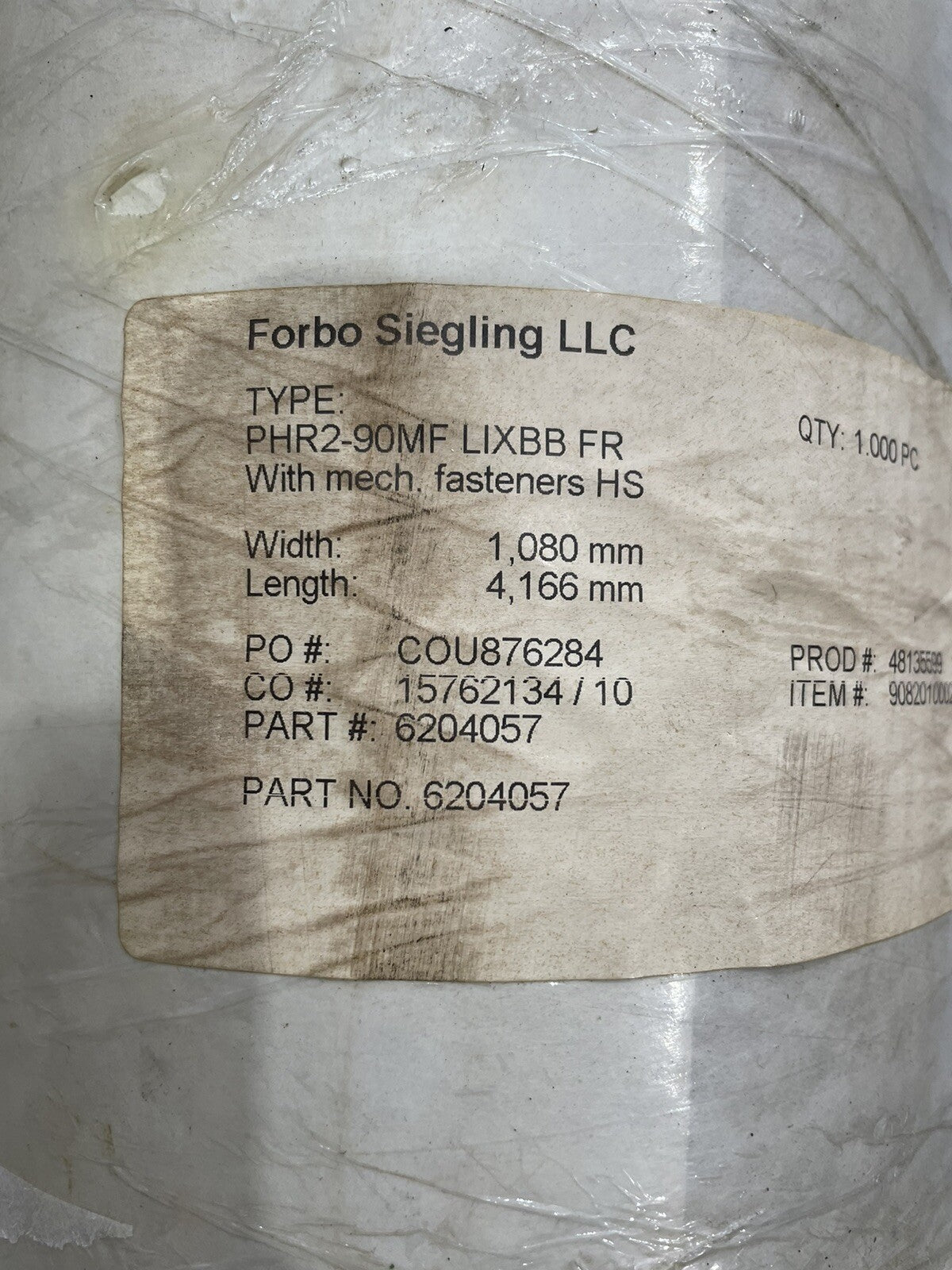 Forbo Siegling PHR2-90MF LIXBB FR Conveyor Belt 42.5” X 164” 6204057 NEW!