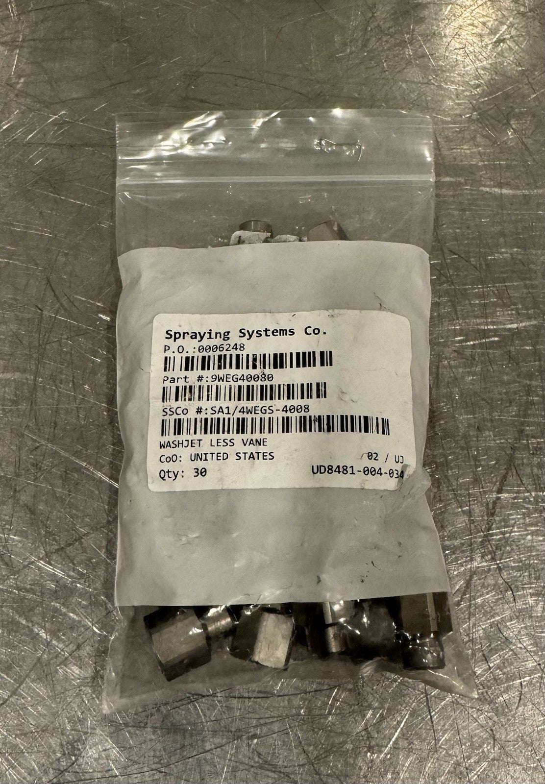 9WEG40080 Spraying Systems Washjet Less Vane Spray Nozzle 30 PACK NEW SHIPS FREE