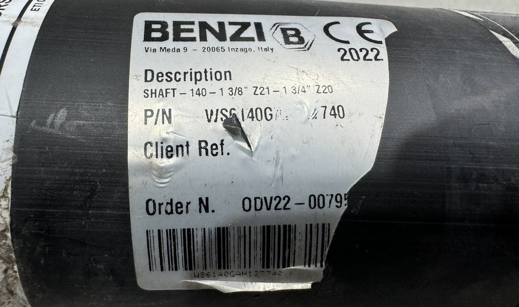 Benzi PTO Half Shaft SHAFT-140-1 3/8" Z21-1 3/4" Z20 NEW! FREE SHIPPING!