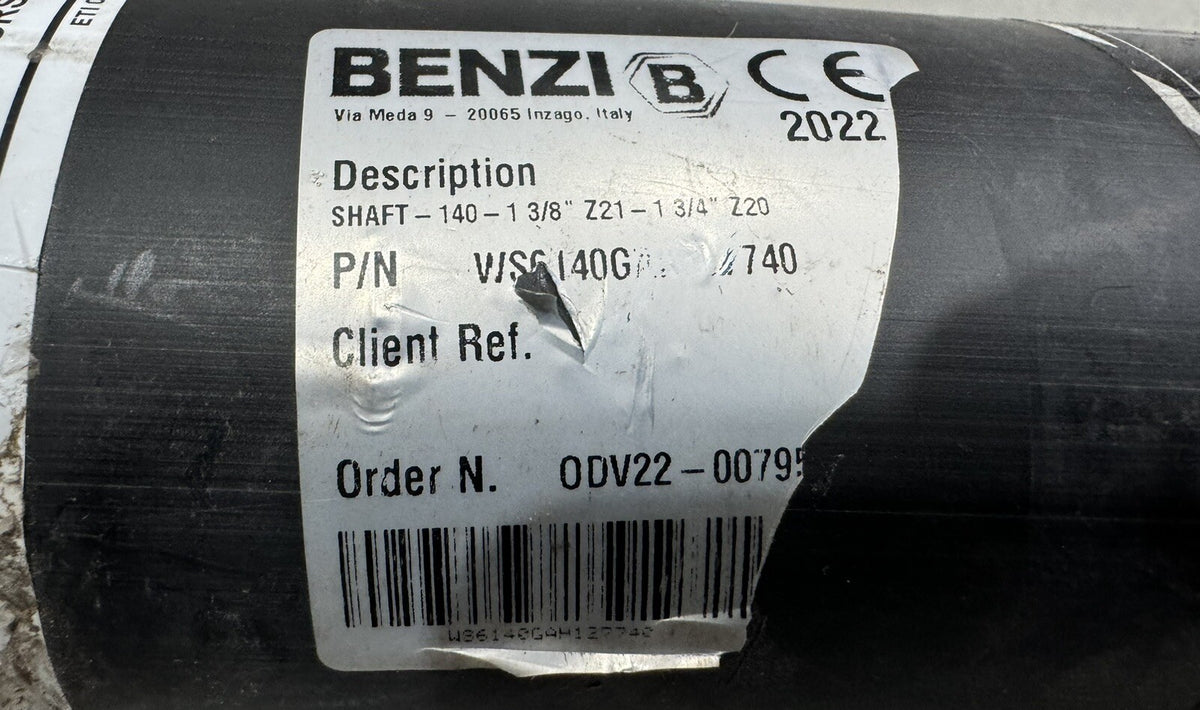 Benzi PTO Half Shaft SHAFT-140-1 3/8" Z21-1 3/4" Z20 NEW! FREE SHIPPING!