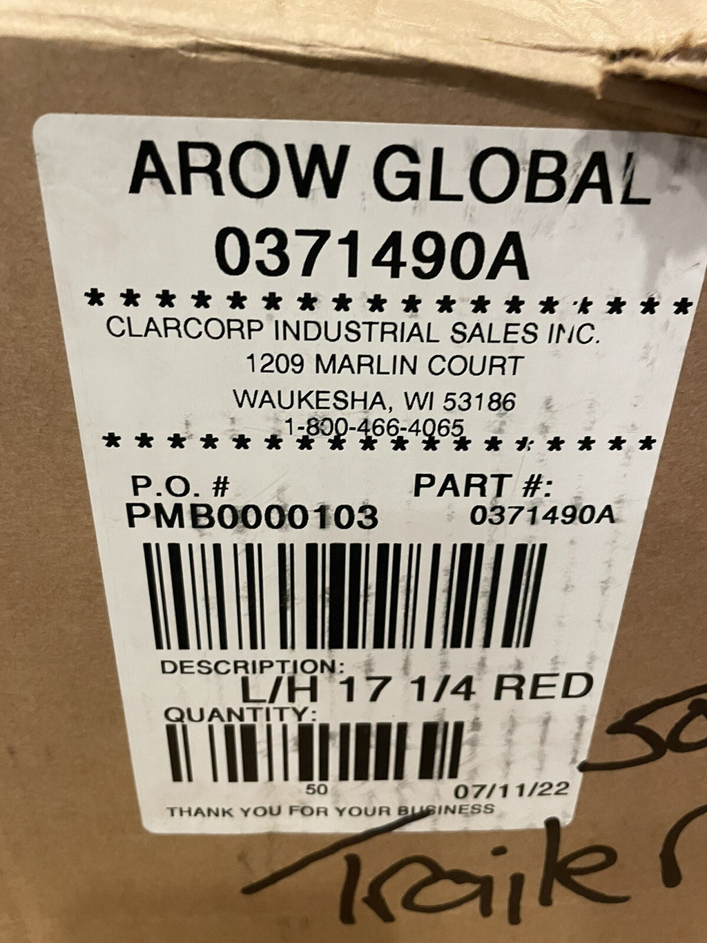 Arow 0371490A LH Global Storm-Tite Egress Handle Red Emergency Lock Latch Red