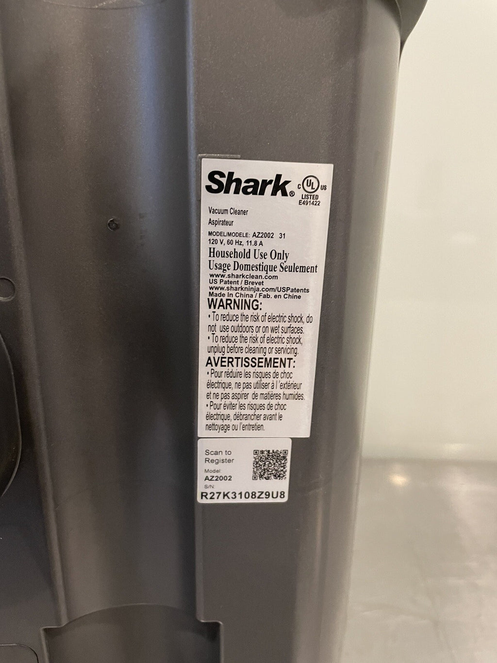 Shark AZ2002 Vertex Duoclean Powerfin Main Unit Assembly NEW! FREE SHIPPING!