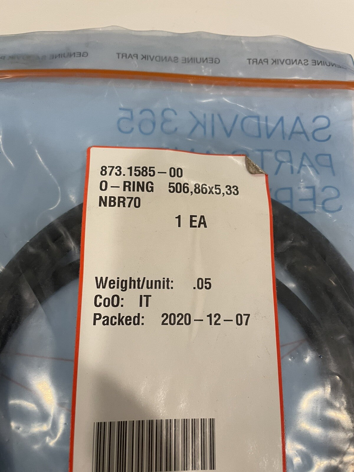 Sandvik 873.1585-00 O-Ring 506, 86x5, 30 NEW! FREE SHIPPING!