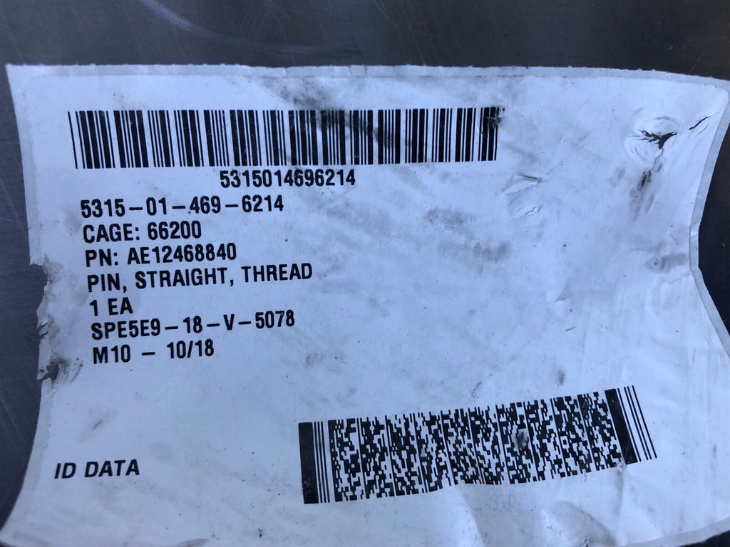AE12468840 Aviation Pin Straight Threaded 5315-01-469-6214 NEW!! FREE SHIPPING!!