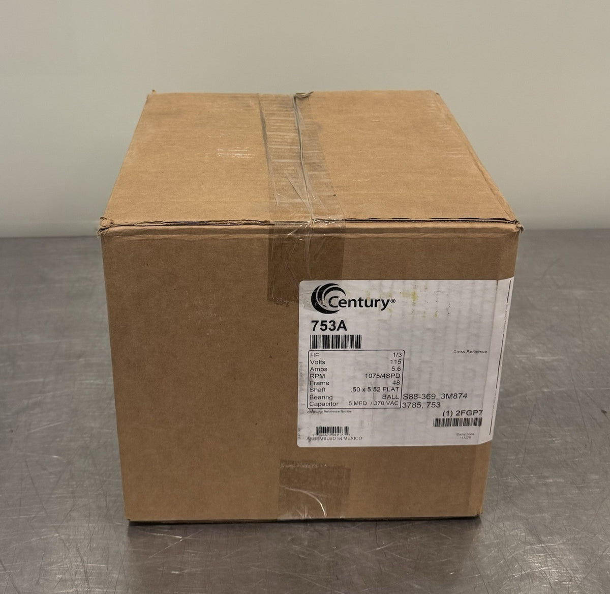 Century 753A Motor 1/3 HP 115V 5.6A RPM 1075/4SPD NEW! FREE SHIPPING!