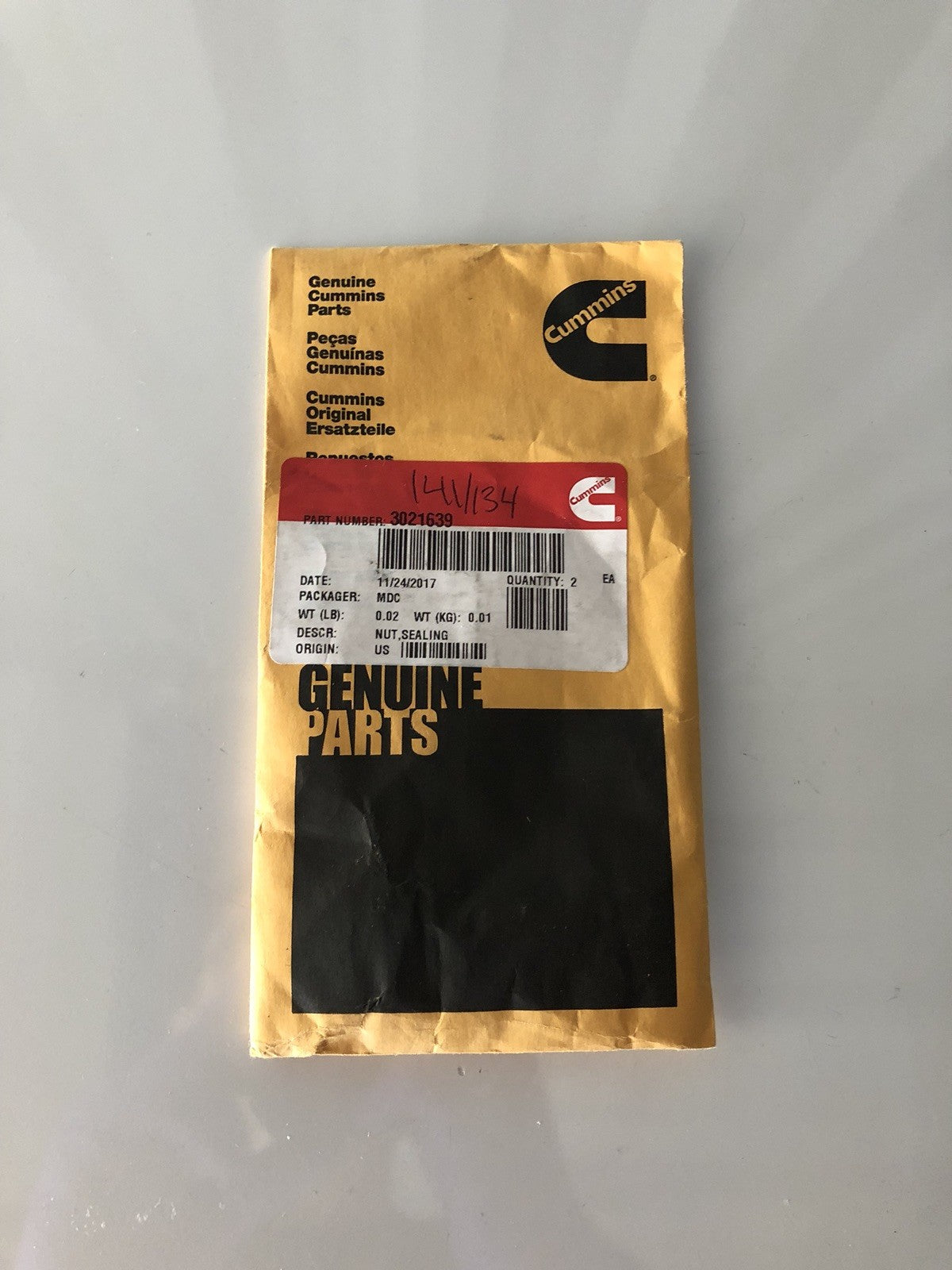 Cummins 3021639 Sealing Nut NEW!! FREE SHIPPING!!
